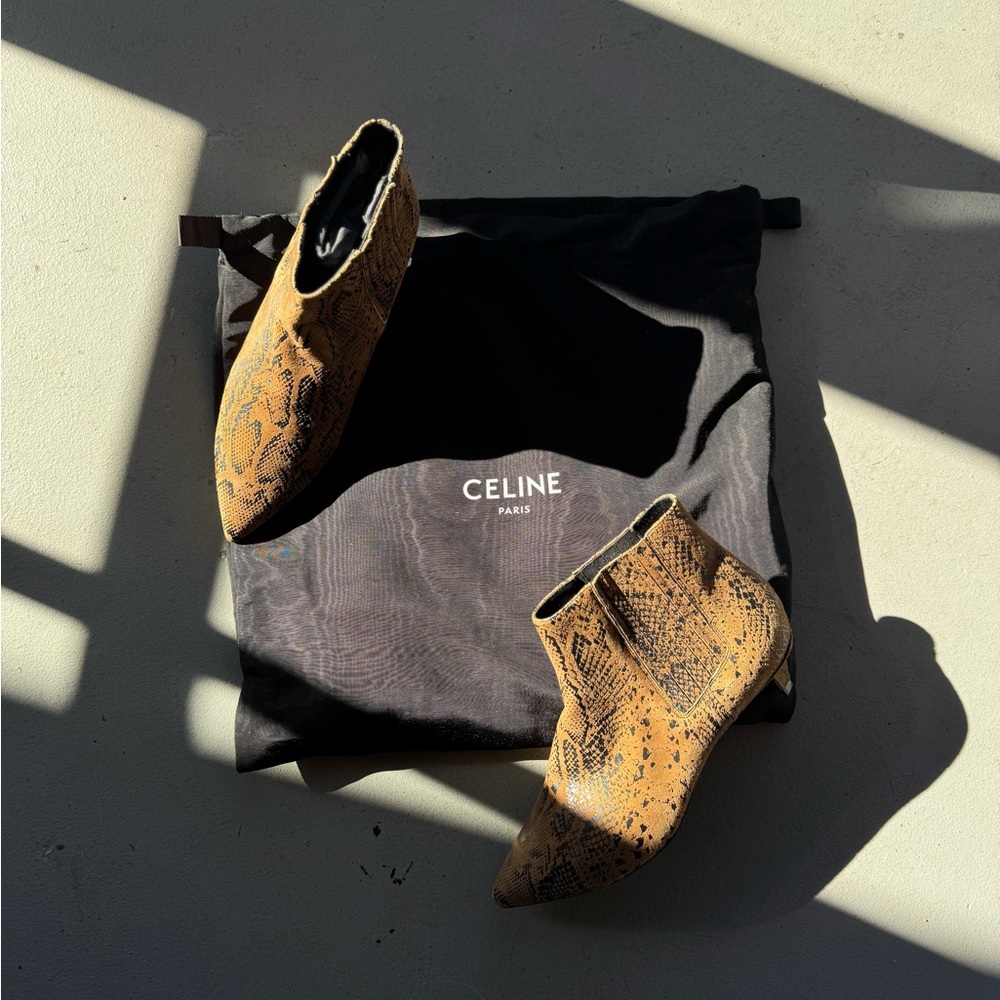 Celine snake print Chelsea ankle booties sz 39